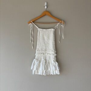 SIR. the label smock ruffled linen mini dress